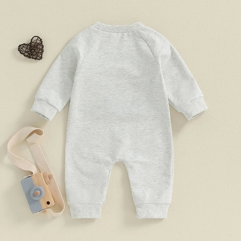 Baby Boys Mama's Boy / Little Dude Fall Romper Letter Embroidery Long Sleeve Crew Neck Full Length Jumpsuit