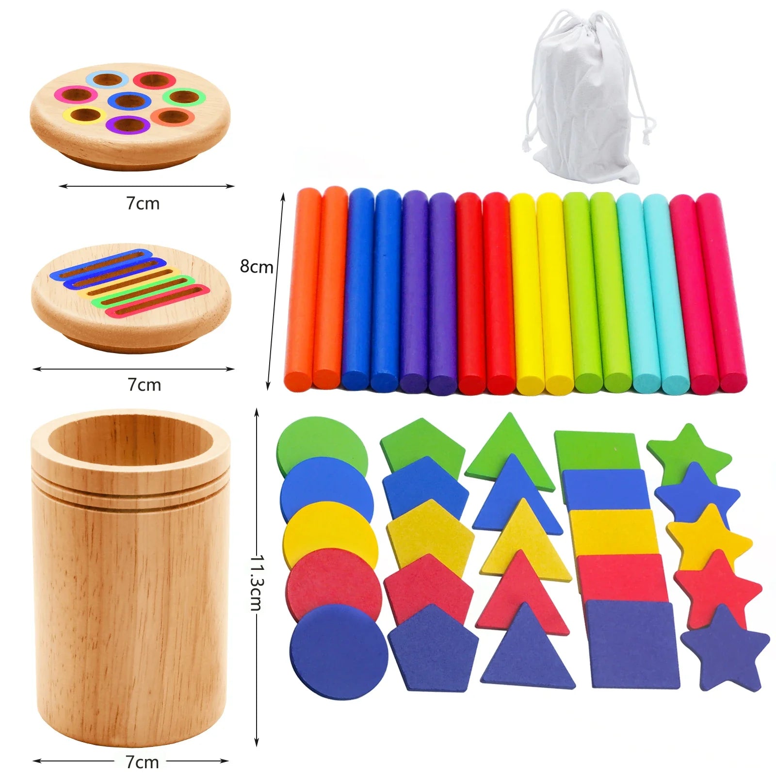 Wooden Montessori Color Matching Sorting Stick Balance Toy