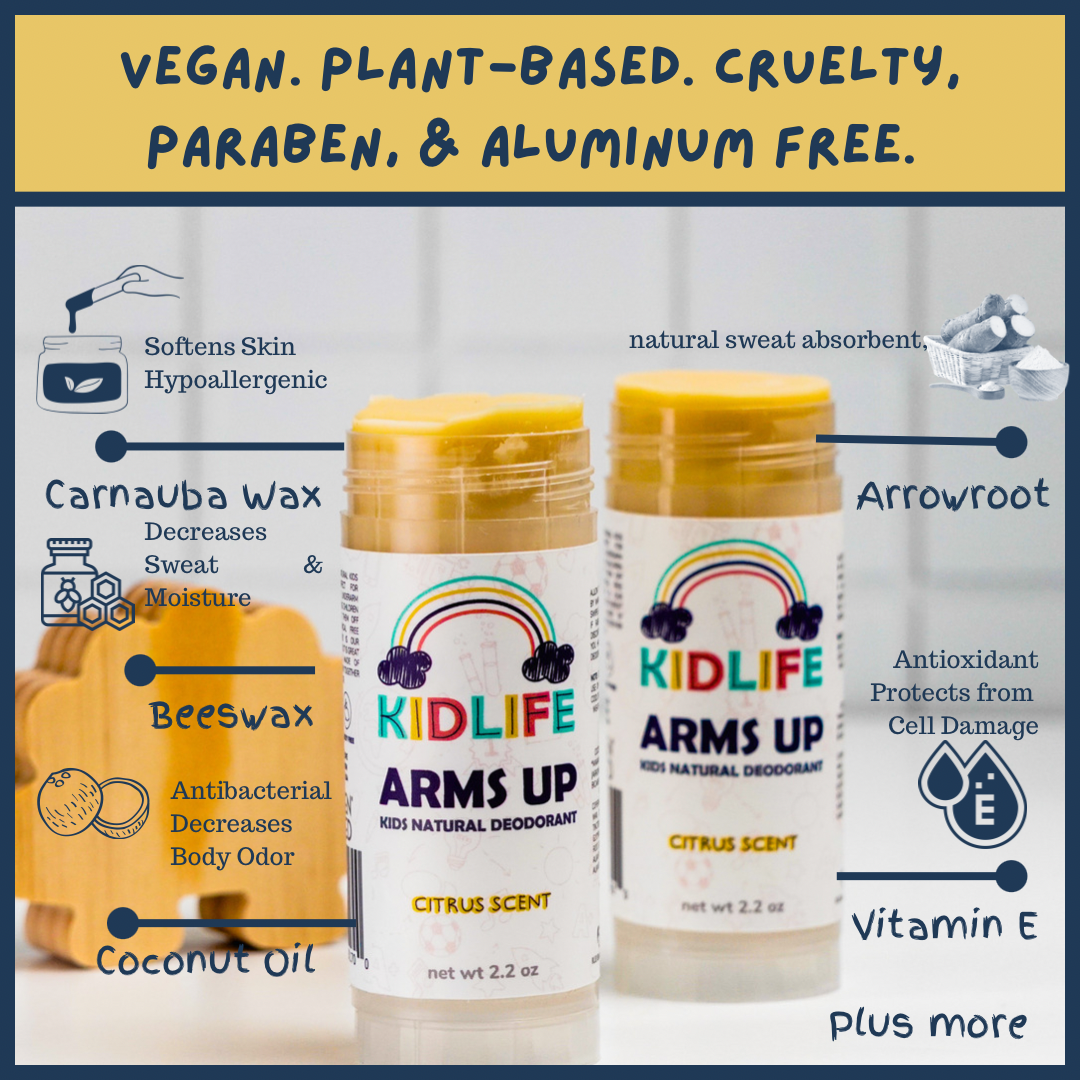 Kidlife Arms Up Natural Deodorant for Kids- NEW 3 oz oval container