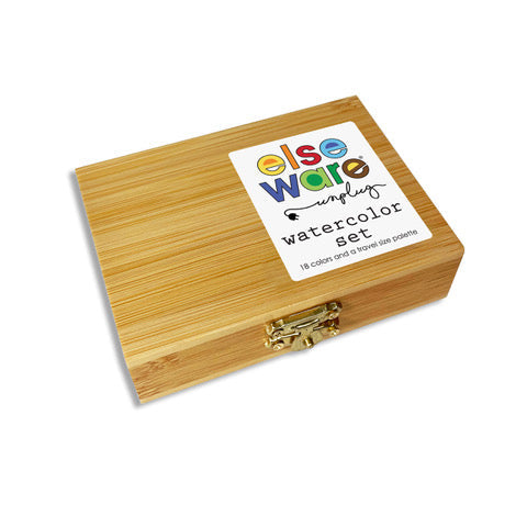 Watercolor Travel Set | Bamboo Case, Brushes, & Paper Pad